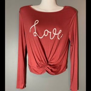 Allysse “Love” Graphic Long Sleeve Inspirational Top